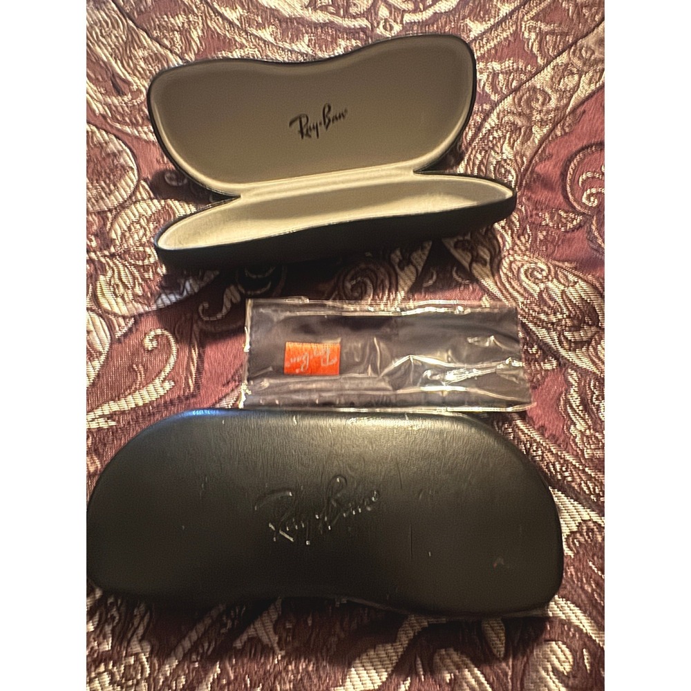 Ray-Ban Black Hard Shell Sunglasses Eyeglasses Cases Set of 2 with Cloth